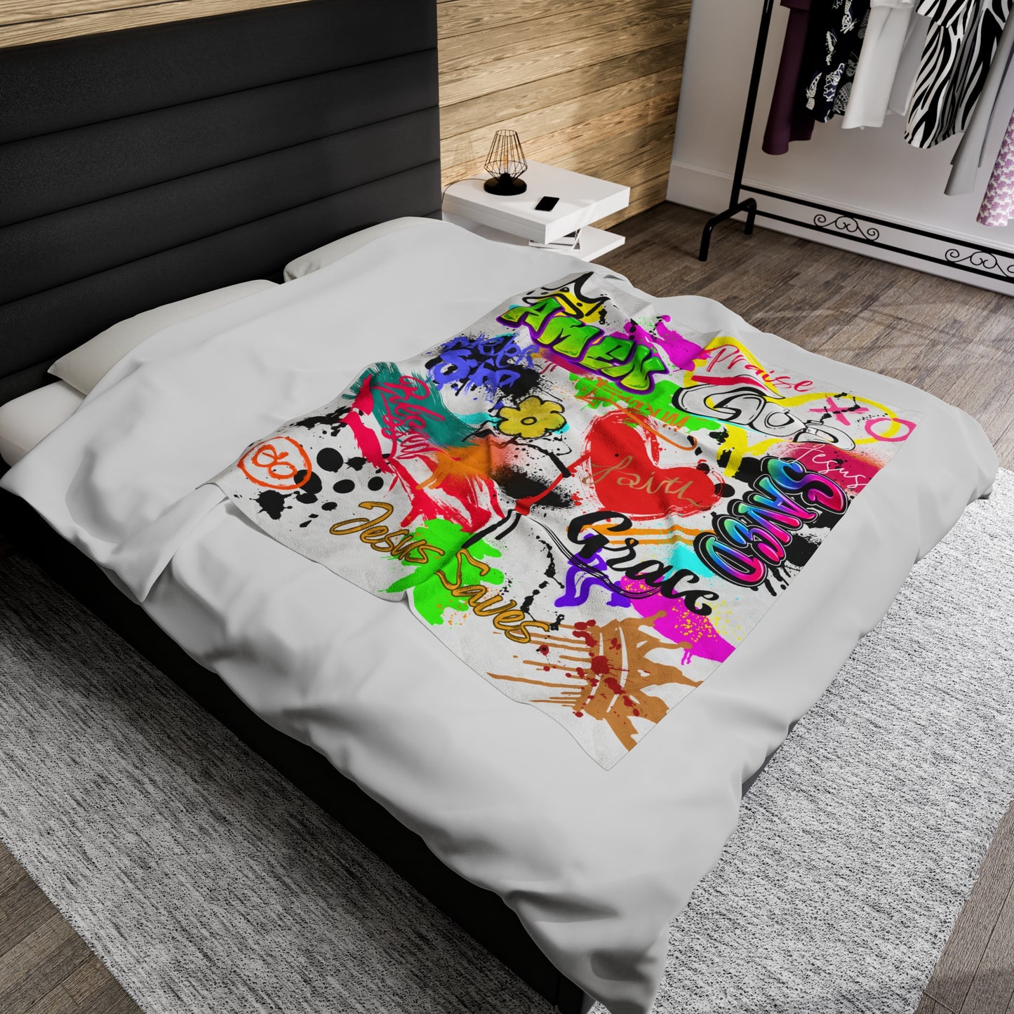 Graffiti Velveteen Plush Throw Blanket
