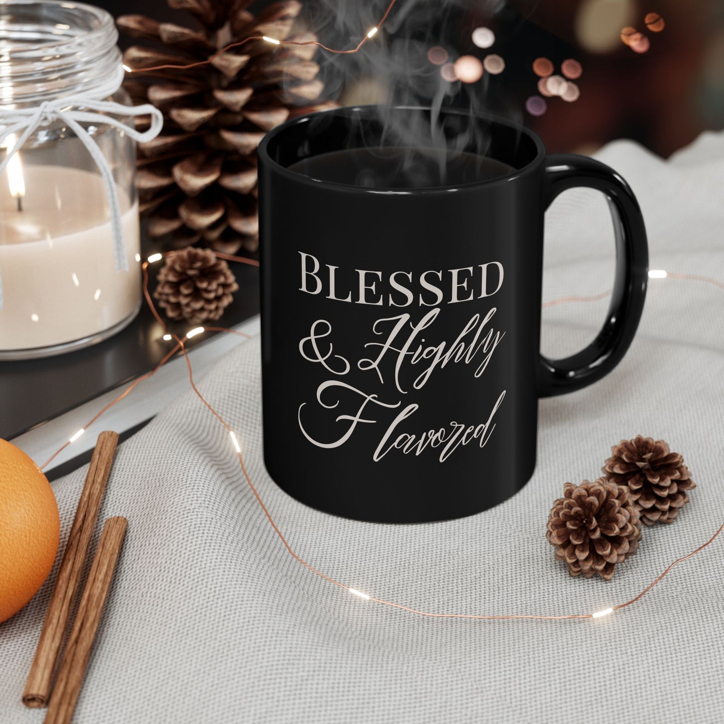 BLESSED & Highly Flavored Black Mug (11oz)