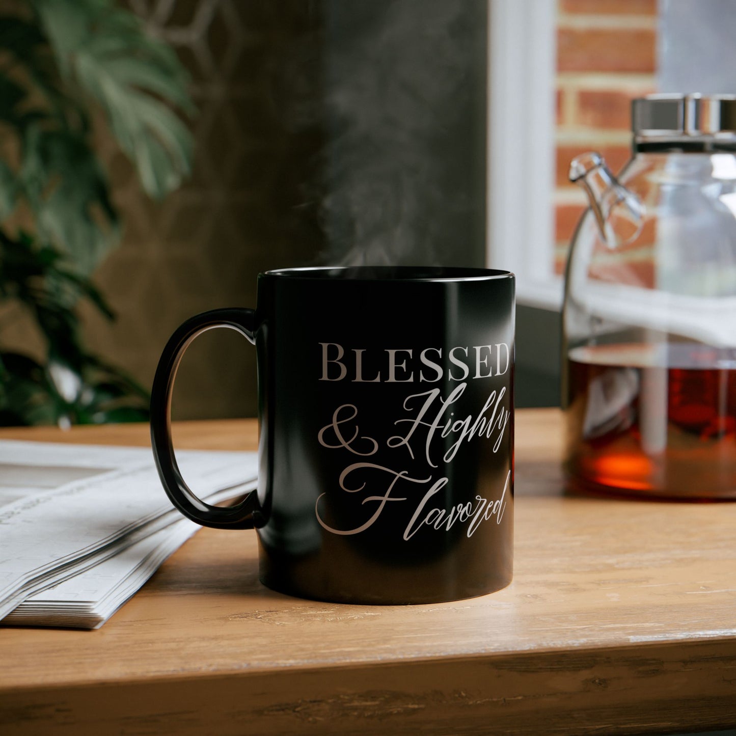 BLESSED & Highly Flavored Black Mug (11oz)