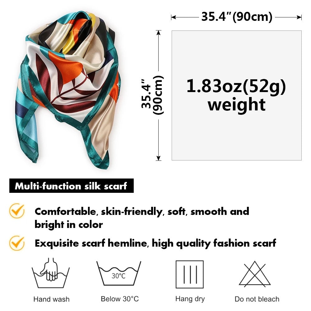 Vibrant Floral Graphic Satin Scarf